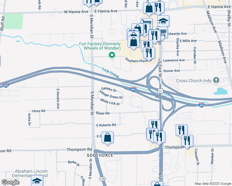 map of restaurants, bars, coffee shops, grocery stores, and more near 149 Gazebo Drive in Indianapolis