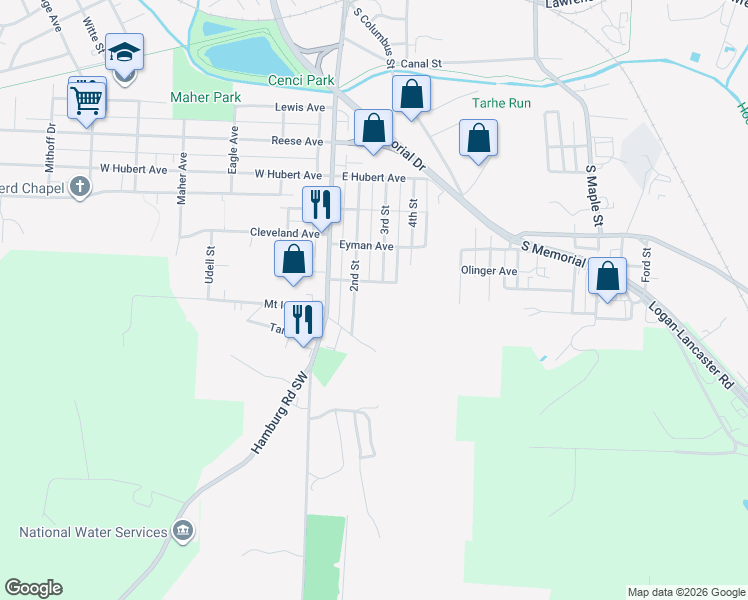 map of restaurants, bars, coffee shops, grocery stores, and more near 1022 2nd Street in Lancaster