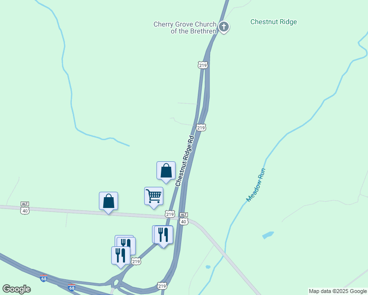 map of restaurants, bars, coffee shops, grocery stores, and more near 3425 Chestnut Ridge Road in Grantsville