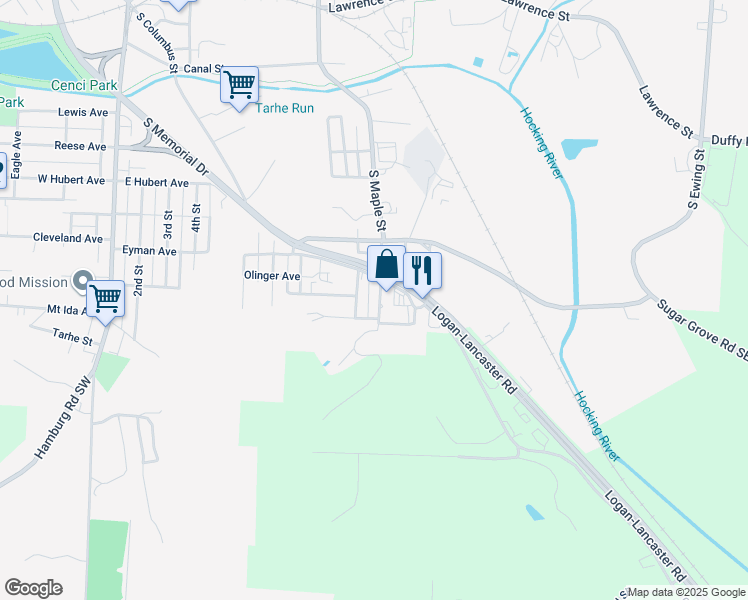 map of restaurants, bars, coffee shops, grocery stores, and more near 973 Logan Street in Lancaster