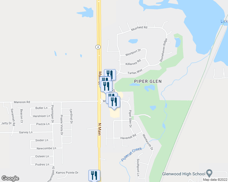 map of restaurants, bars, coffee shops, grocery stores, and more near 7003 Preston Drive in Springfield