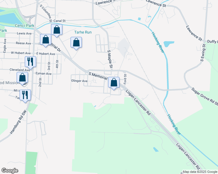 map of restaurants, bars, coffee shops, grocery stores, and more near 973 Logan Street in Lancaster