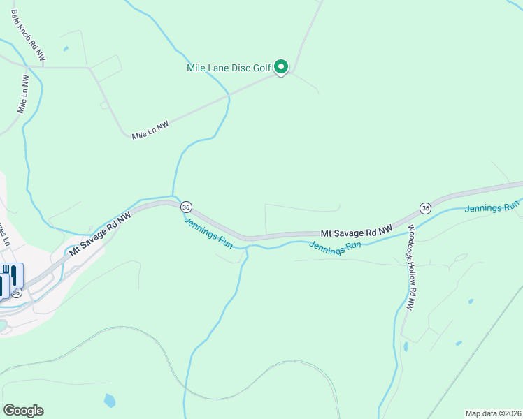 map of restaurants, bars, coffee shops, grocery stores, and more near 12908 Stony Hollow Road Northwest in Mount Savage