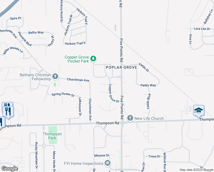 map of restaurants, bars, coffee shops, grocery stores, and more near 6847 Bluestem Court in Indianapolis