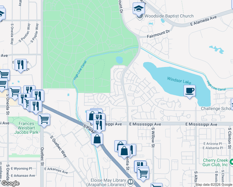 map of restaurants, bars, coffee shops, grocery stores, and more near 1011 South Valentia Street in Denver