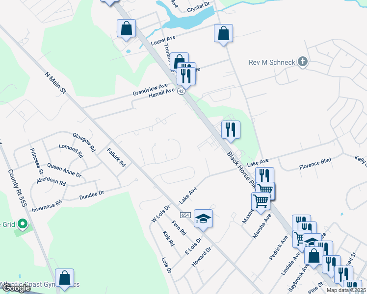 map of restaurants, bars, coffee shops, grocery stores, and more near 1126 Meadows Drive in Monroe Township