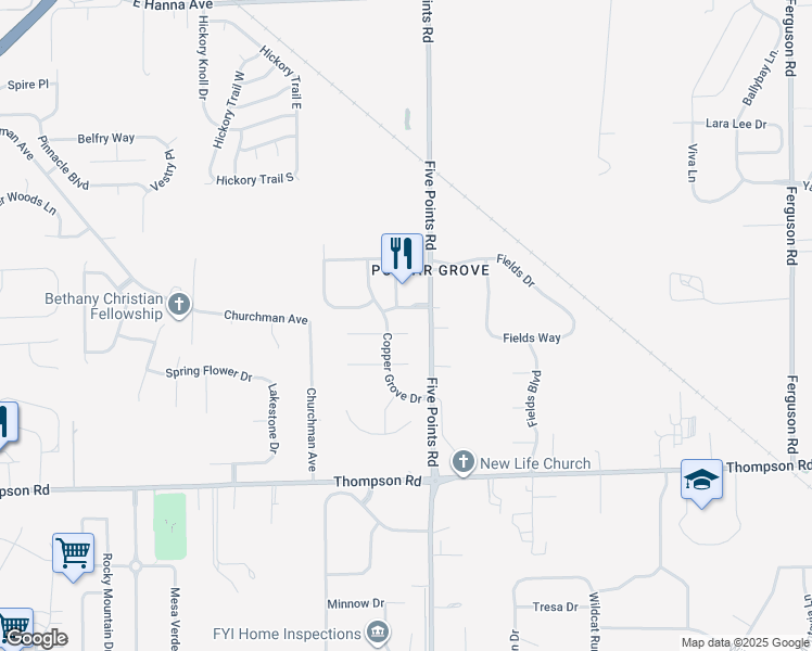 map of restaurants, bars, coffee shops, grocery stores, and more near 6930 Bosk Court in Indianapolis