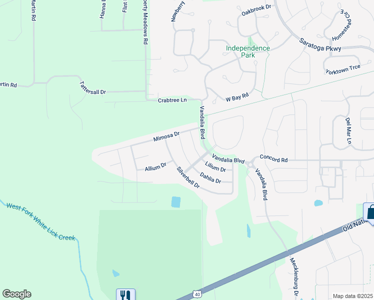 map of restaurants, bars, coffee shops, grocery stores, and more near 4905 Lilium Drive in Plainfield