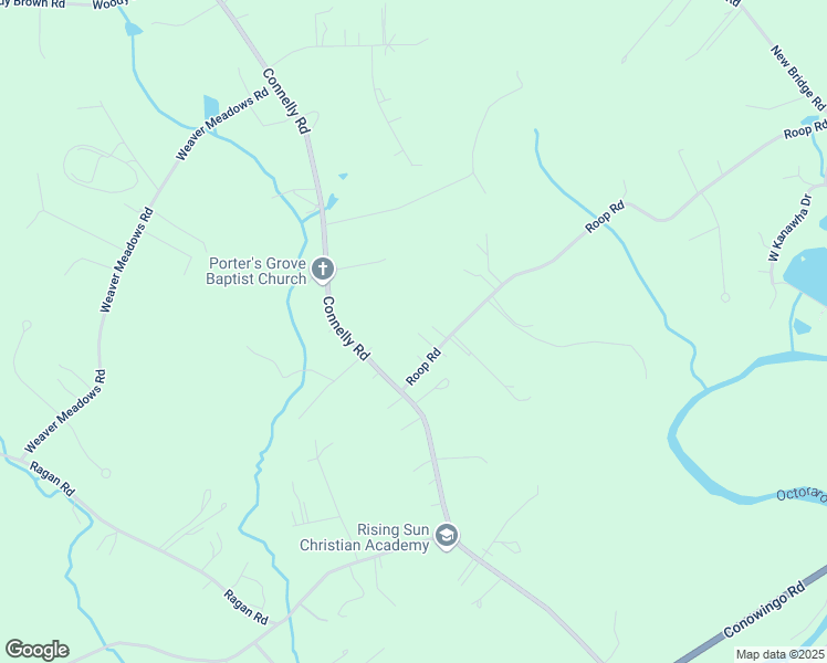 map of restaurants, bars, coffee shops, grocery stores, and more near 45 Roop Road in Rising Sun
