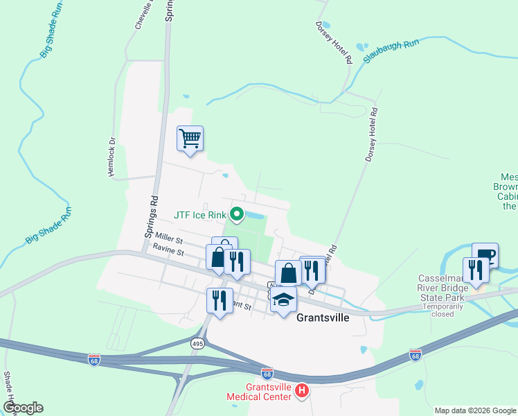 map of restaurants, bars, coffee shops, grocery stores, and more near 106 Parkview Drive in Grantsville