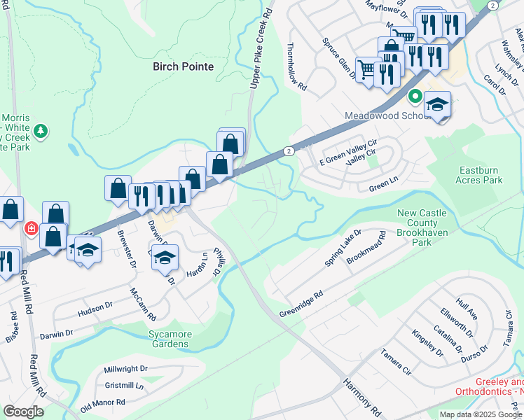 map of restaurants, bars, coffee shops, grocery stores, and more near 207 Madeline Court in Newark