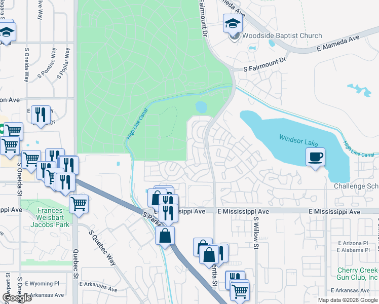 map of restaurants, bars, coffee shops, grocery stores, and more near 1011 South Valentia Street in Denver
