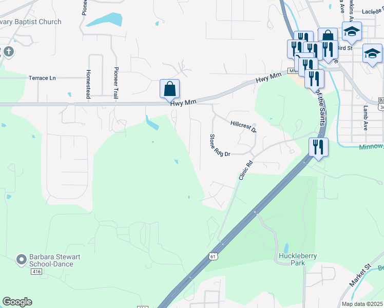 map of restaurants, bars, coffee shops, grocery stores, and more near 14-34 Fairway Drive in Hannibal
