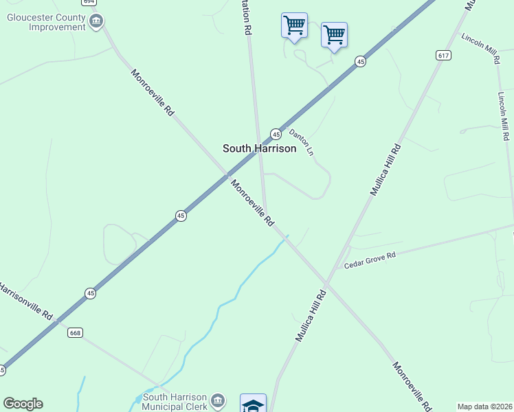 map of restaurants, bars, coffee shops, grocery stores, and more near 612 Monroeville Road in Swedesboro