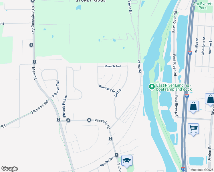 map of restaurants, bars, coffee shops, grocery stores, and more near 200 Wiesen Lane in Moraine