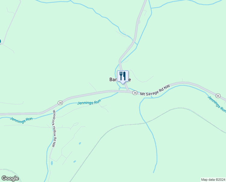 map of restaurants, bars, coffee shops, grocery stores, and more near in Mount Savage