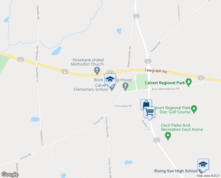 map of restaurants, bars, coffee shops, grocery stores, and more near 79 Brick Meeting House Road in Rising Sun