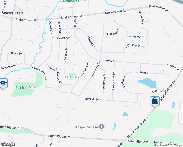 map of restaurants, bars, coffee shops, grocery stores, and more near 413 Towncrest Drive in Dayton