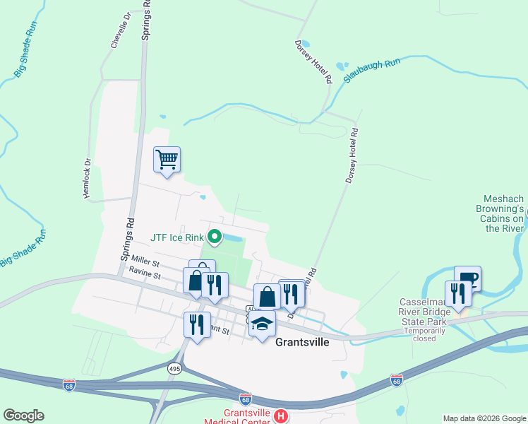 map of restaurants, bars, coffee shops, grocery stores, and more near 115 Parkview Circle in Grantsville