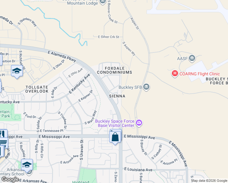 map of restaurants, bars, coffee shops, grocery stores, and more near 943 South Zeno Way in Aurora