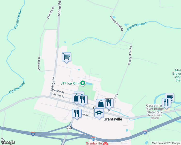 map of restaurants, bars, coffee shops, grocery stores, and more near 155 Locker Lane in Grantsville