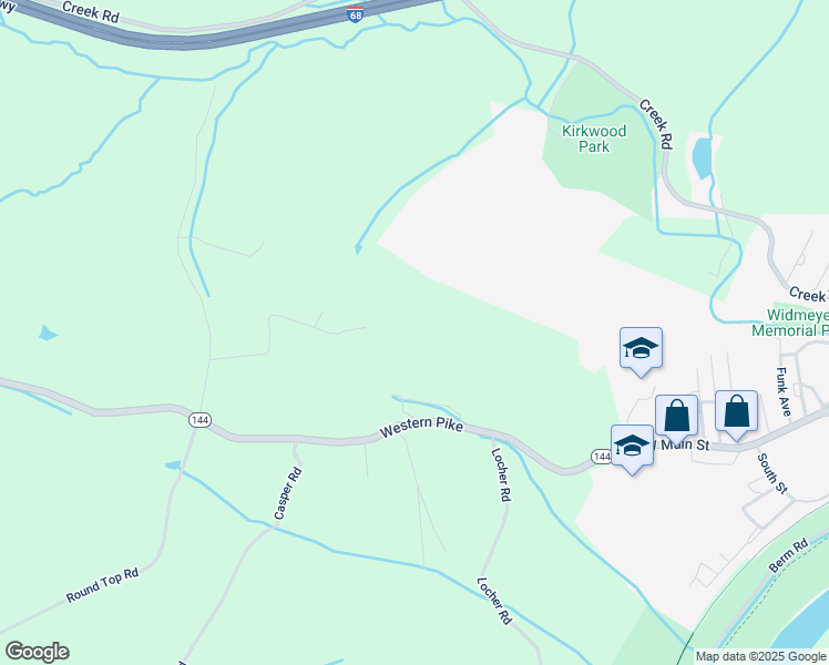map of restaurants, bars, coffee shops, grocery stores, and more near 5102 Western Pike in Hancock