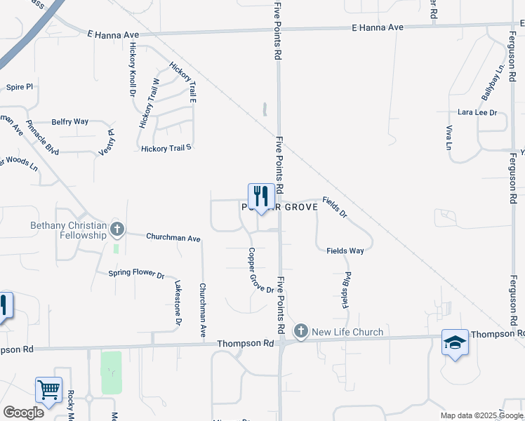 map of restaurants, bars, coffee shops, grocery stores, and more near 6916 Emerald Bay Lane in Indianapolis