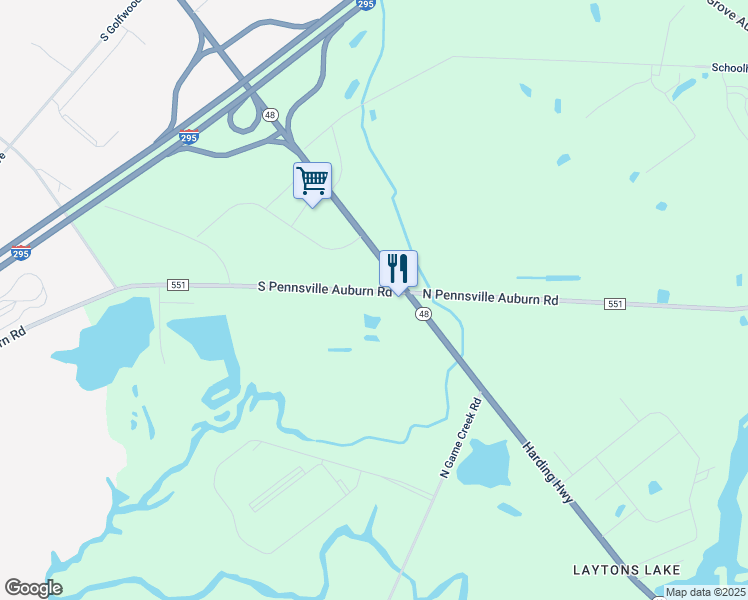 map of restaurants, bars, coffee shops, grocery stores, and more near 7 South Pennsville Auburn Road in Penns Grove