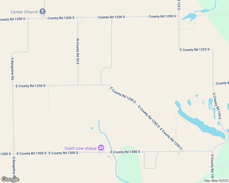 map of restaurants, bars, coffee shops, grocery stores, and more near East County Road 1250 South in Vermillion County