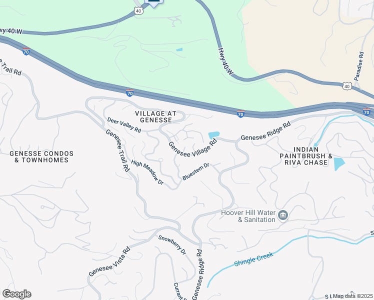 map of restaurants, bars, coffee shops, grocery stores, and more near 16 Genesee Village Drive in Golden