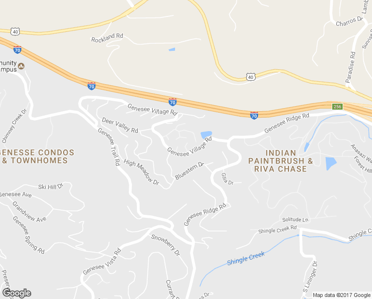 map of restaurants, bars, coffee shops, grocery stores, and more near 16 Genesee Village Drive in Golden