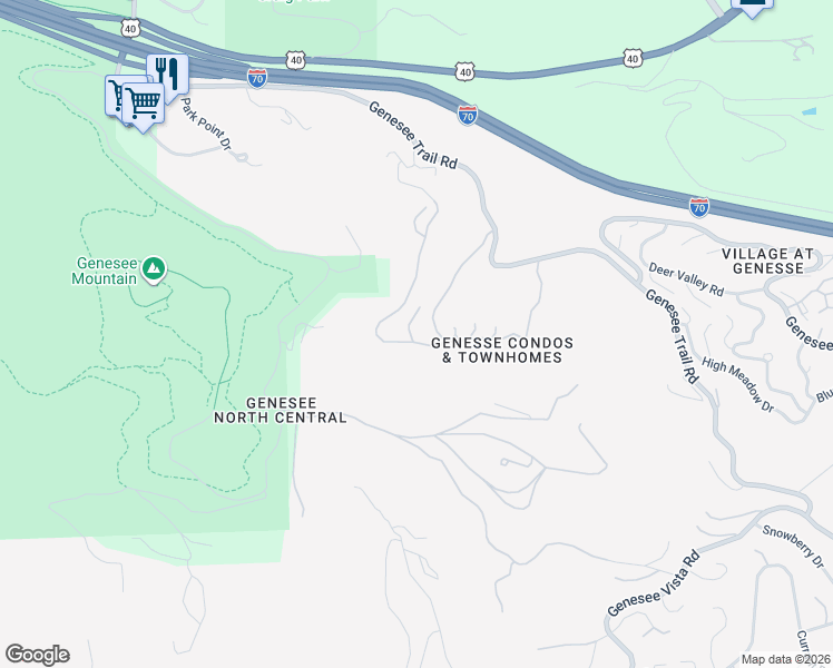 map of restaurants, bars, coffee shops, grocery stores, and more near 758 Ridgeside Drive in Golden