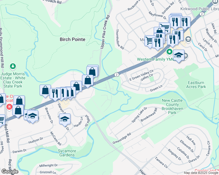 map of restaurants, bars, coffee shops, grocery stores, and more near 405 Margit Court in Newark