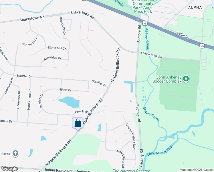 map of restaurants, bars, coffee shops, grocery stores, and more near 2734 Stauffer Drive in Dayton