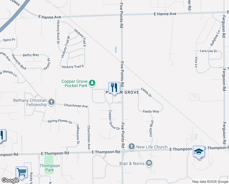 map of restaurants, bars, coffee shops, grocery stores, and more near 6916 Emerald Bay Lane in Indianapolis
