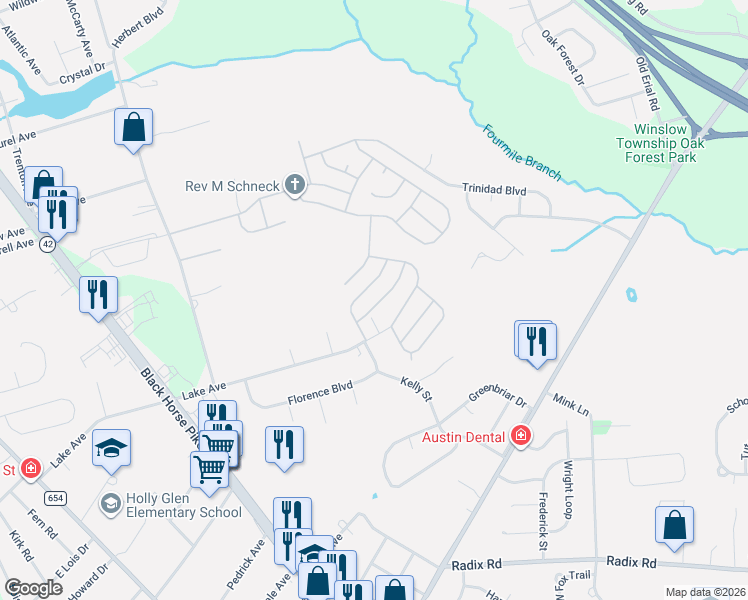 map of restaurants, bars, coffee shops, grocery stores, and more near 532 Saint Kitts Drive in Monroe