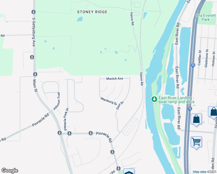 map of restaurants, bars, coffee shops, grocery stores, and more near 370 Blumen Lane in Moraine