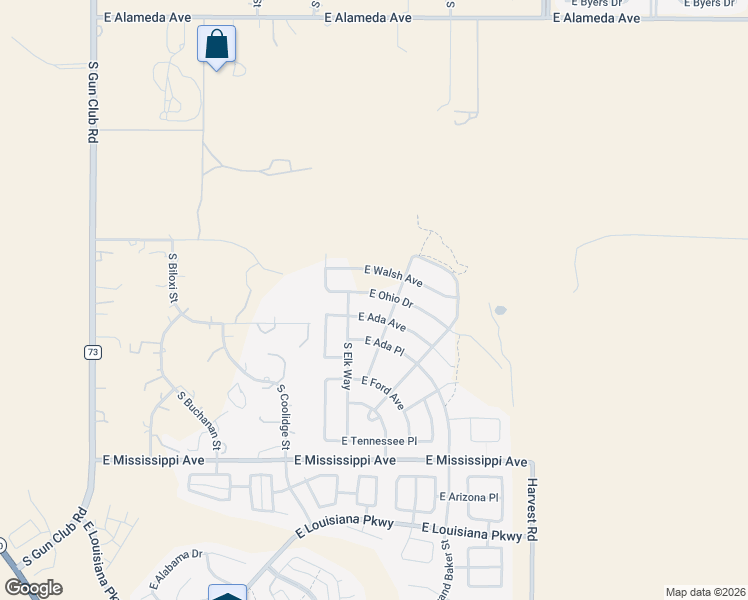 map of restaurants, bars, coffee shops, grocery stores, and more near 24099 East Ohio Avenue in Aurora