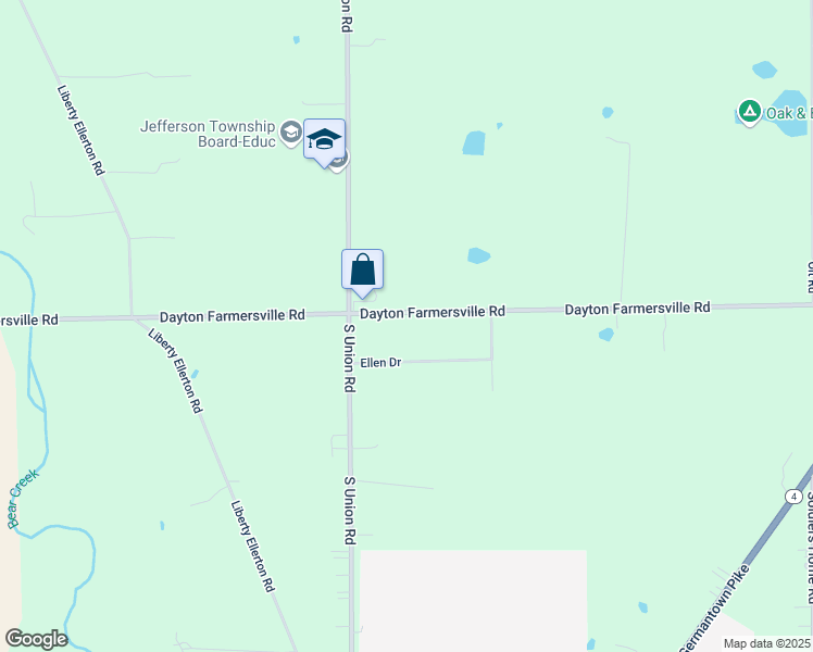 map of restaurants, bars, coffee shops, grocery stores, and more near 6910 Dayton Farmersville Road in Dayton