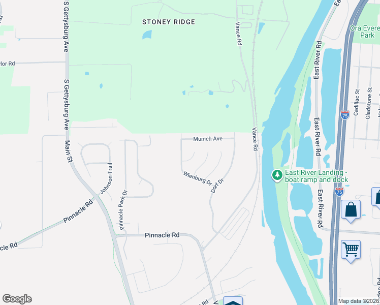 map of restaurants, bars, coffee shops, grocery stores, and more near 370 Blumen Lane in Moraine