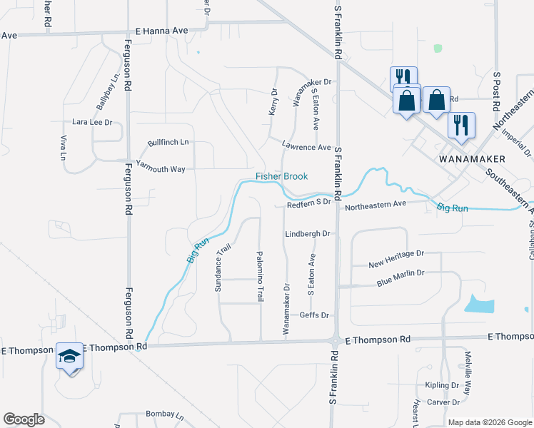 map of restaurants, bars, coffee shops, grocery stores, and more near 4555 Hammerstone Court in Indianapolis
