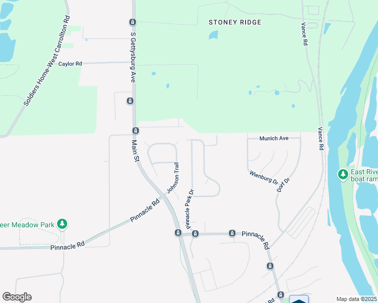 map of restaurants, bars, coffee shops, grocery stores, and more near 3085 Pinnacle Park Drive in Moraine