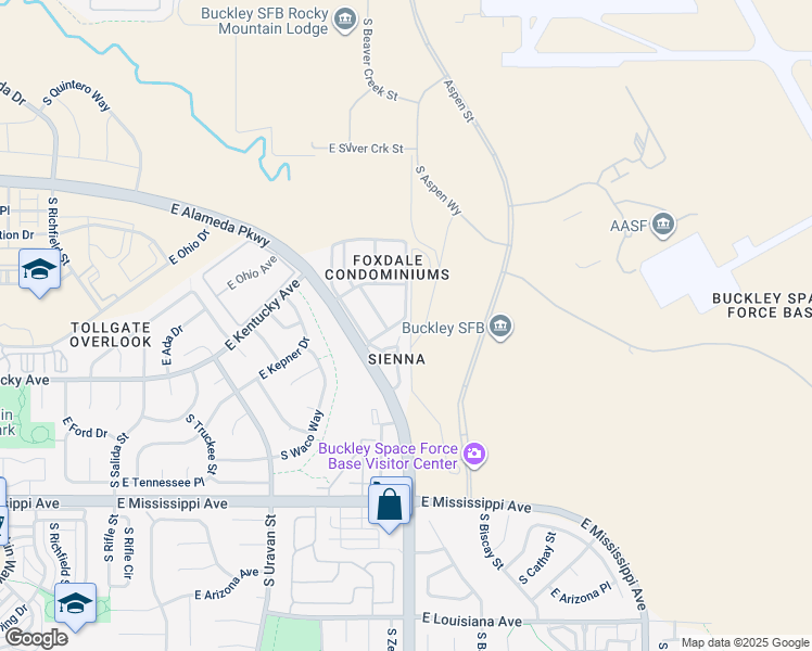 map of restaurants, bars, coffee shops, grocery stores, and more near 972 South Zeno Way in Aurora