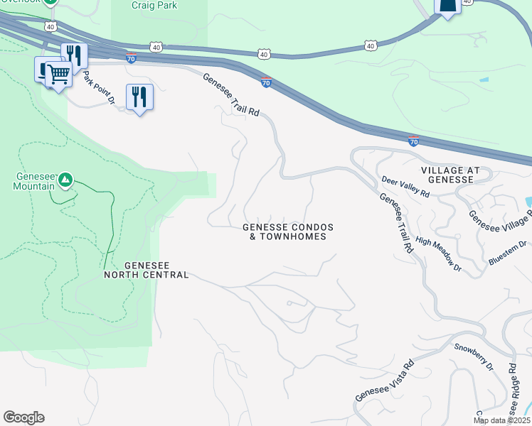 map of restaurants, bars, coffee shops, grocery stores, and more near 738 Chimney Creek Drive in Golden