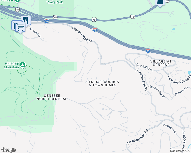 map of restaurants, bars, coffee shops, grocery stores, and more near 738 Chimney Creek Drive in Golden