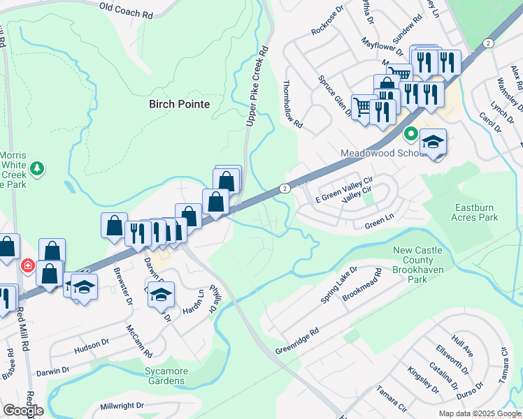 map of restaurants, bars, coffee shops, grocery stores, and more near 405 Margit Court in Newark