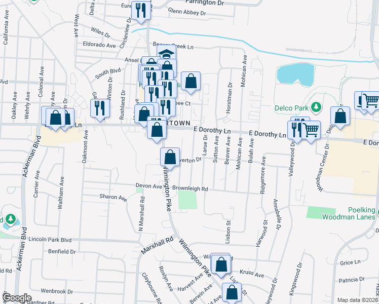 map of restaurants, bars, coffee shops, grocery stores, and more near 3033 Hobart Avenue in Kettering