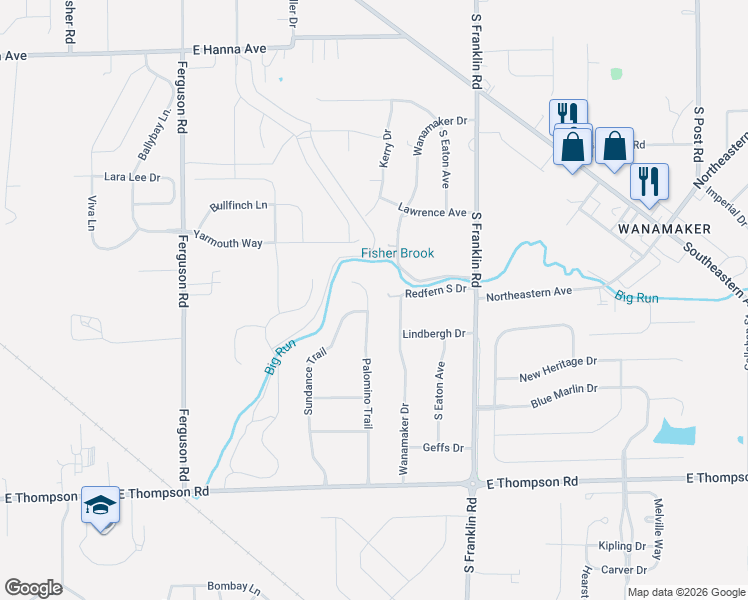 map of restaurants, bars, coffee shops, grocery stores, and more near 4555 Hammerstone Court in Indianapolis