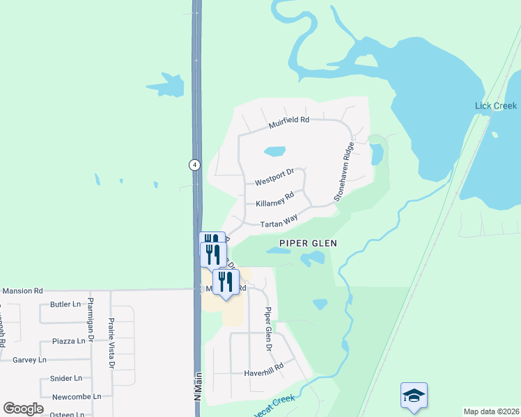 map of restaurants, bars, coffee shops, grocery stores, and more near 2605 Killarney Rd in Springfield