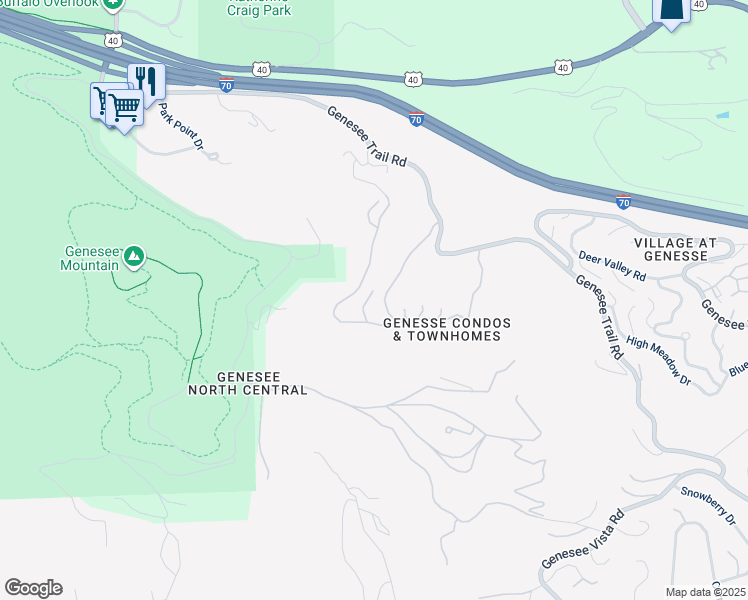 map of restaurants, bars, coffee shops, grocery stores, and more near 758 Ridgeside Drive in Golden